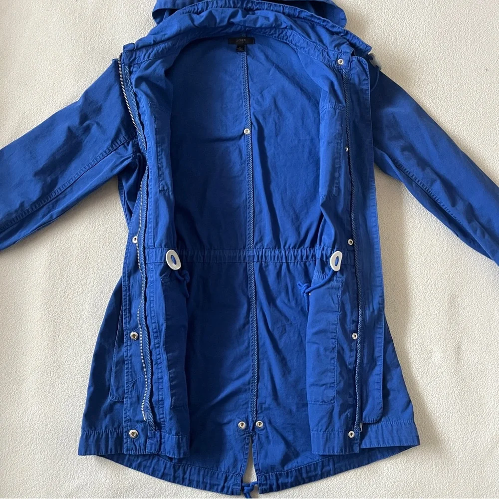 J Crew Women’s Blue Lagoon Fatigue Hooded Boyfriend Utility Jacket Cinch Waist - Picture 10 of 16